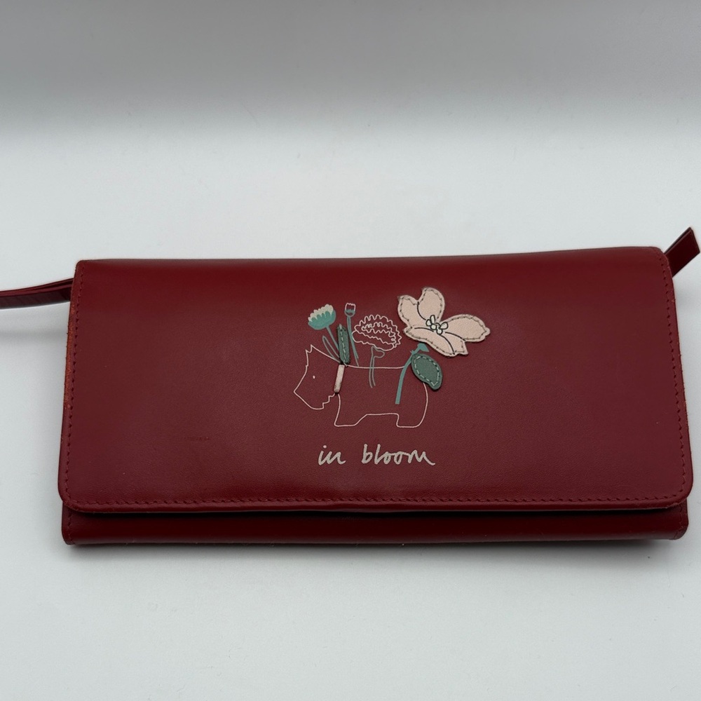 RADLEY LONDON IN BLOOM Red LEATHER Scottie Terrier Dog BI FOLD WALLET